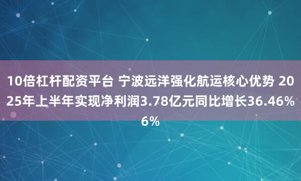 10倍杠杆配资平台 宁波远洋强化航运核心优势 2025年上半年实现净利润3.78亿元同比增长36.46%